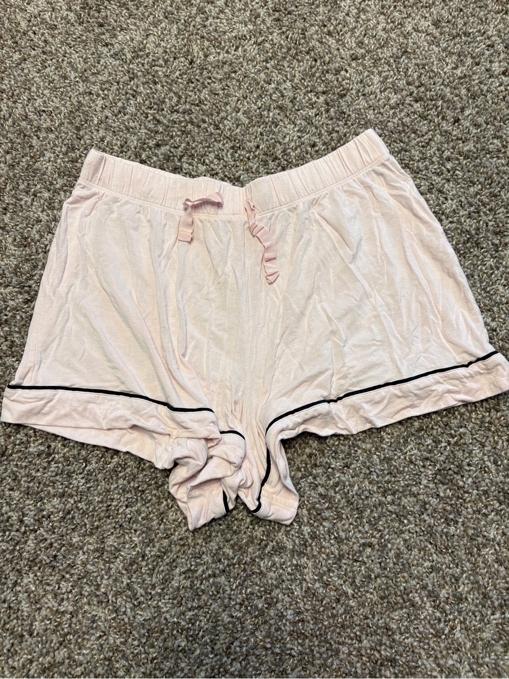 Soft Pink Modal PJ Shorts with Black piping